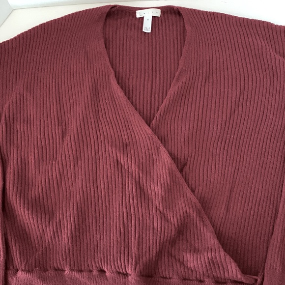 Leith faux wrap sweater, maroon/burgundy color, M - Picture 2 of 5